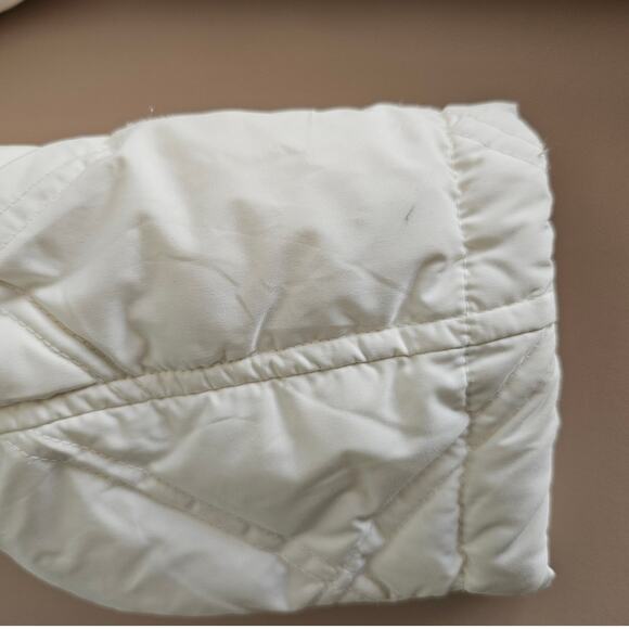 EUC Lands' End  Cream Goose Down Feather Hooded Ski Puffer Jacket S/P 6-8 - Picture 7 of 10